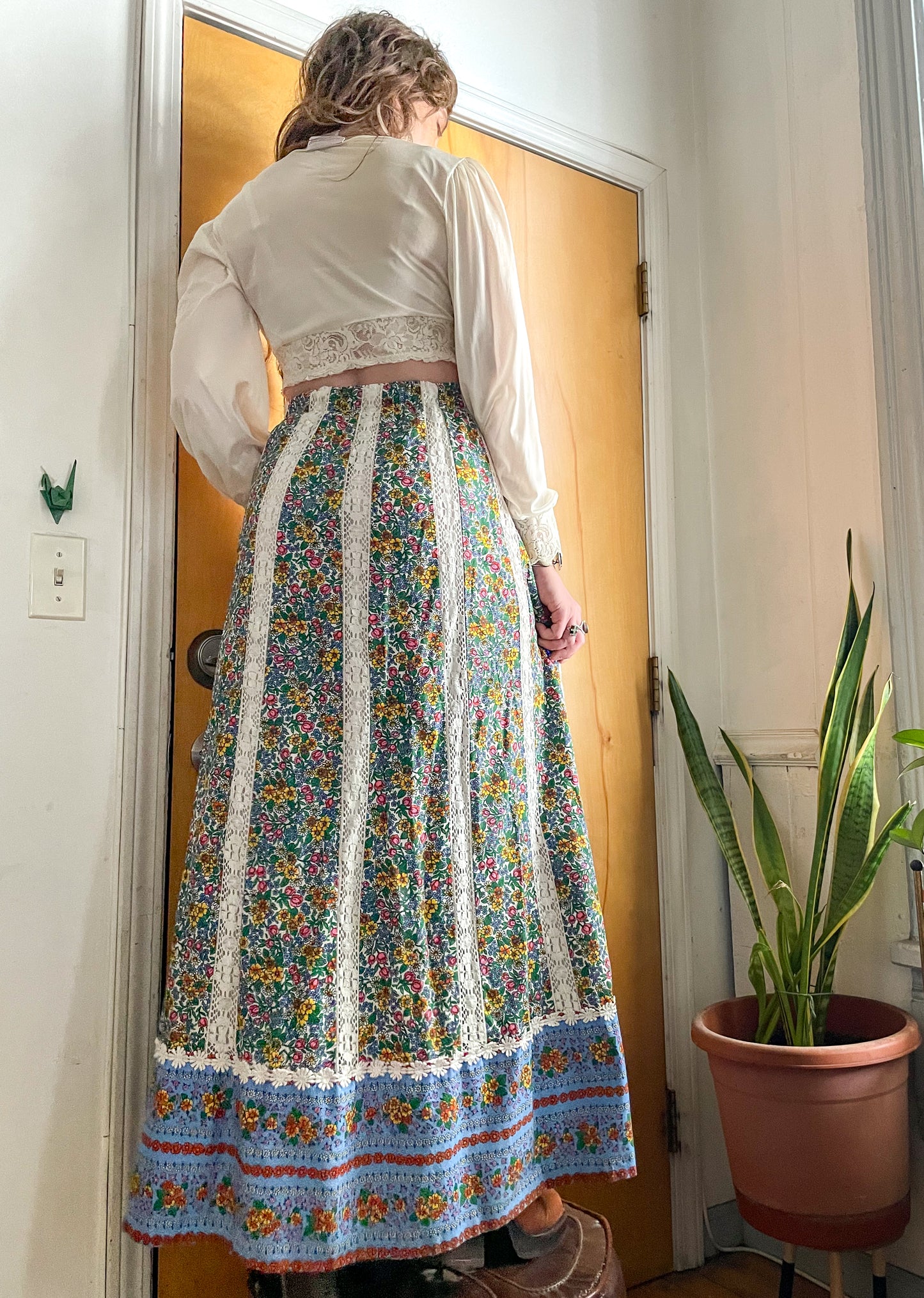 70s Mr. Hank Lace Cut Out Maxi Skirt (XS-M)