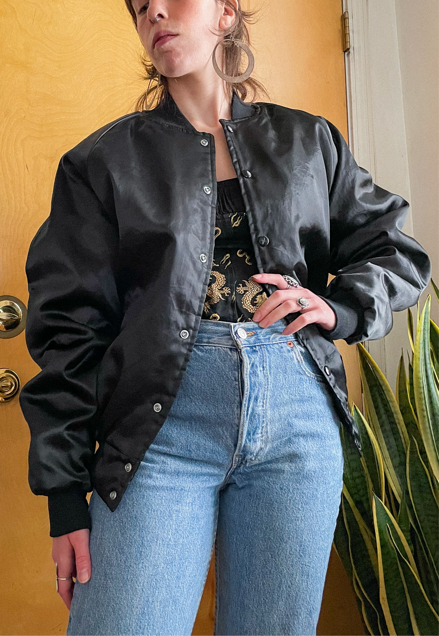 80s Buck Painting Nylon Bomber (unisex M-L)