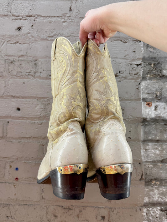 Vintage Full Quill Cowboy Boots w/ Metal Tips (W9.5)