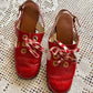 60’s Mod Patent Leather Red Slingback Loafers (W7)