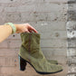 y2k Sage Green Heeled Sock Boot (sz 8)