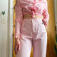 80s Pink Laced Western Button Down (M)