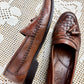 Vintage Bass Brown Lattice Weave Loafers (M9.5)