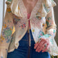 70s Semi Sheer Floral Blouse w/ Flutter Sleeves (S-M)