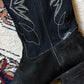 Vintage 80s Denim & Suede Heeled Cowboy Boots (8.5)