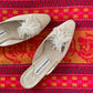 Vintage Cream Manolo Blahnik Mules w/ Pom (8- 8.5)