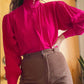 80’s Silk Brocade High Collar Blouse (S-M)