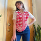 60- 70s Double Knit Checkered Zip Top (S-M)