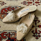 Vintage Cream Manolo Blahnik Mules w/ Pom (8- 8.5)