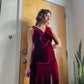 70s- 80s Crimson Red Crushed Velvet Gown (XXS-XS)