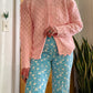 70s Bubblegum Pink Popcorn Knit Cardigan (M)