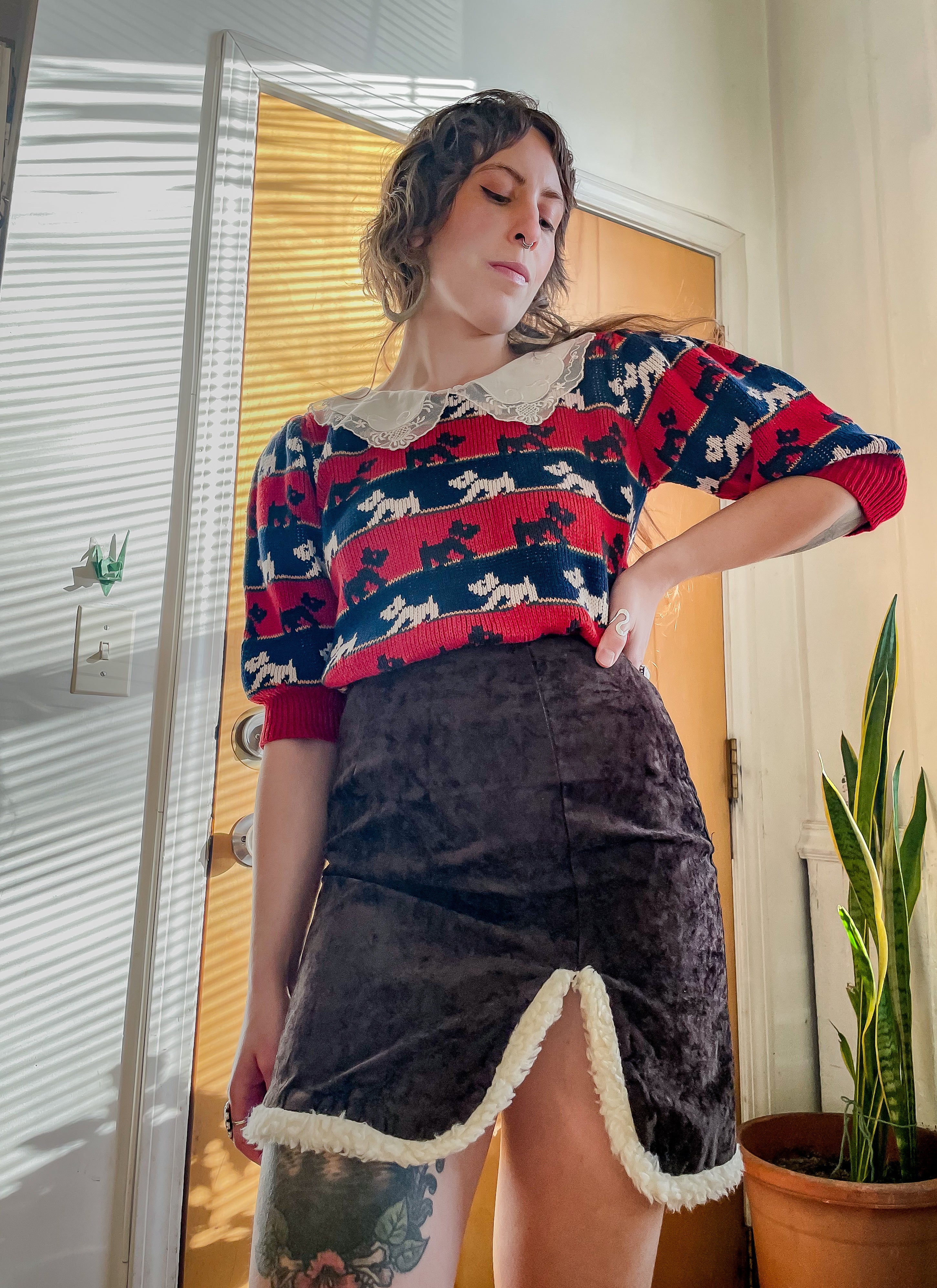 90s crushed 2025 velvet skirt