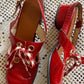 60’s Mod Patent Leather Red Slingback Loafers (W7)