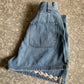 90s Light Wash Crochet Hem Denim Shorts (25-28"W)