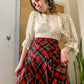 Early 80’s Pleated Tartan Plaid Midi Skirt (28-29”W)