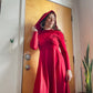 70s- 80s Red Hooded Maxi Dress (XS)