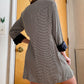 80s Houndstooth Button Neckline Tunic (M)