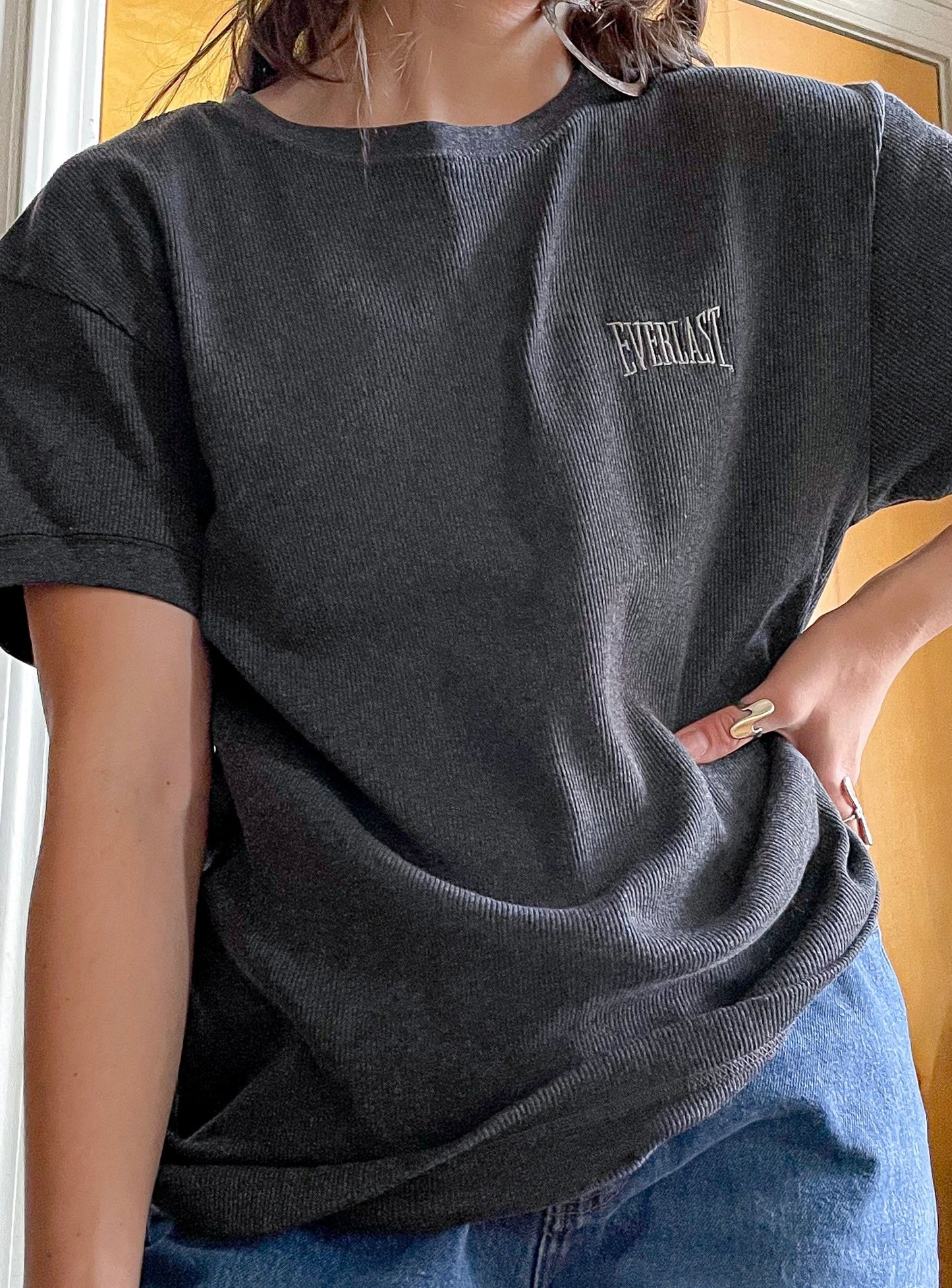 90s Ribbed Branded Everlast Tee (M-L)