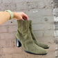 y2k Sage Green Heeled Sock Boot (sz 8)