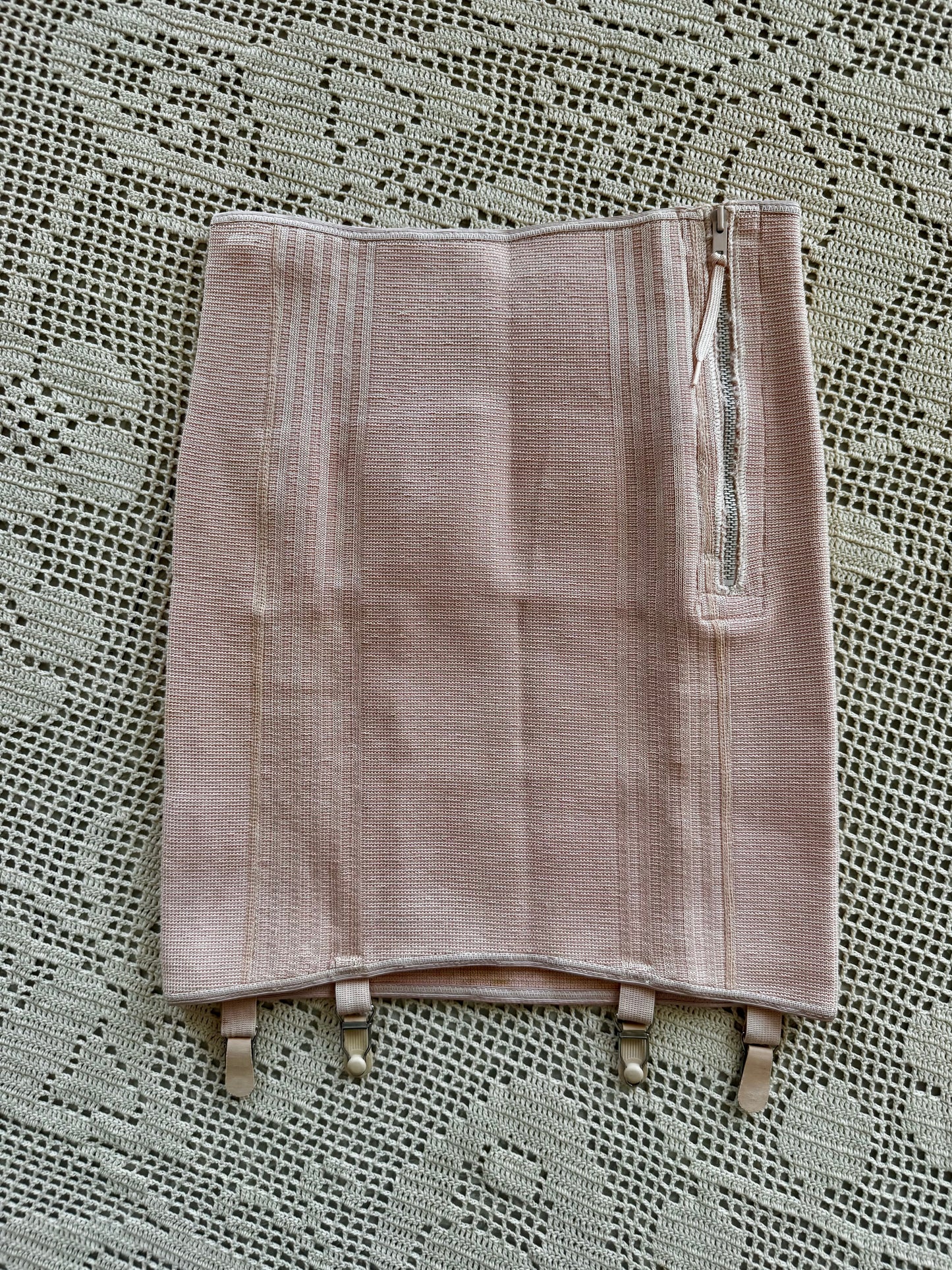 50s Blush Pink Stretchy Girdle Skirt (XS/S)