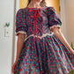 Vintage Puff Sleeve Floral Dirndl Mini Dress (S-L)