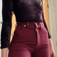 Vintage 80s Deadstock Deep Burgundy Wrangler Jeans (26/27”W)