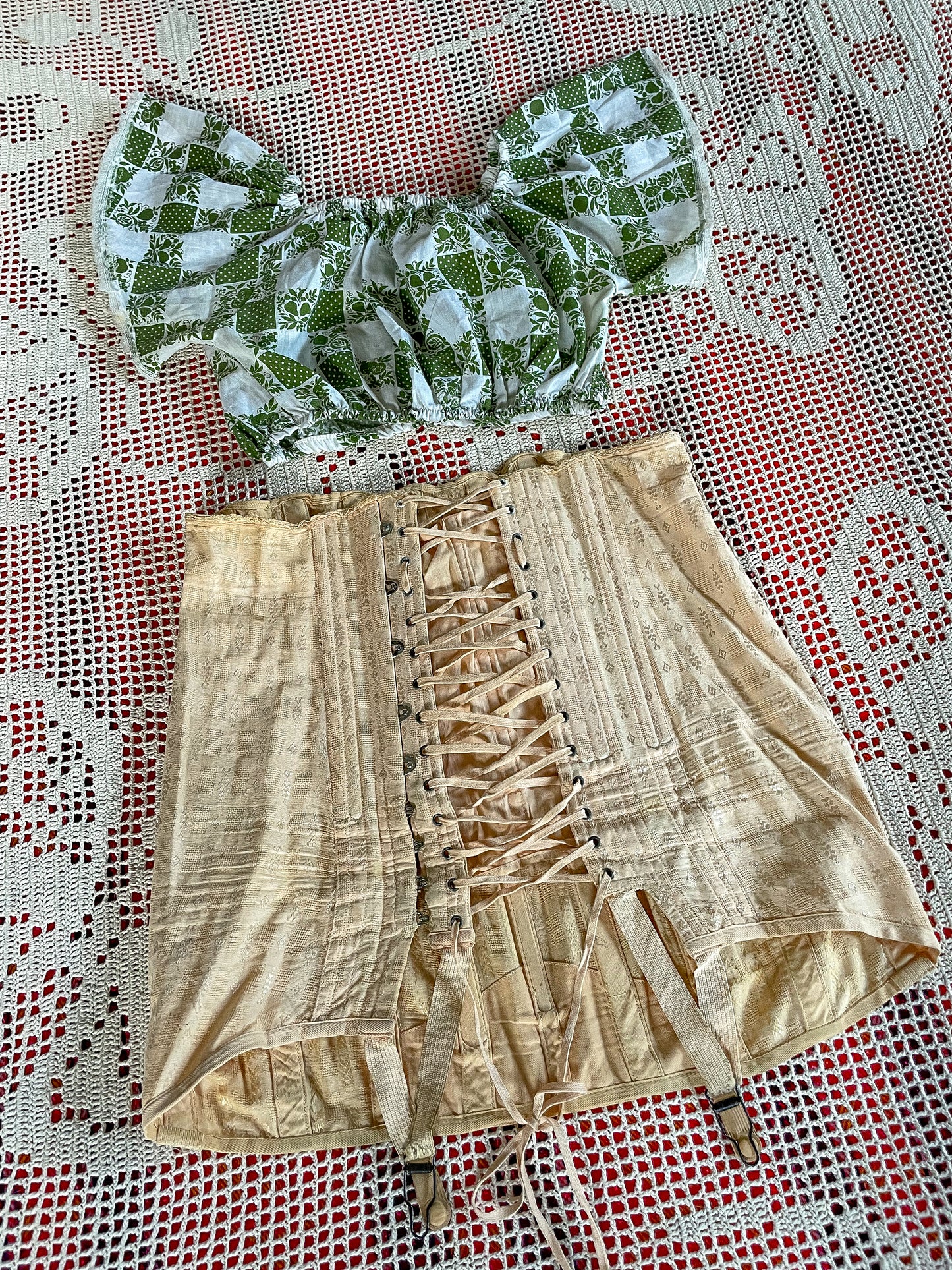 Early 50s Apricot Brocade Girdle (S)