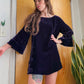 y2k Does 60s Purple Velvet Bell Sleeve Dress/Tunic (XS-L)