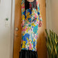 Early 70s Groovy Printed Floral Maxi Dress (S)