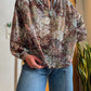 70’s Floral Tie Neckline Blouse (S-M)