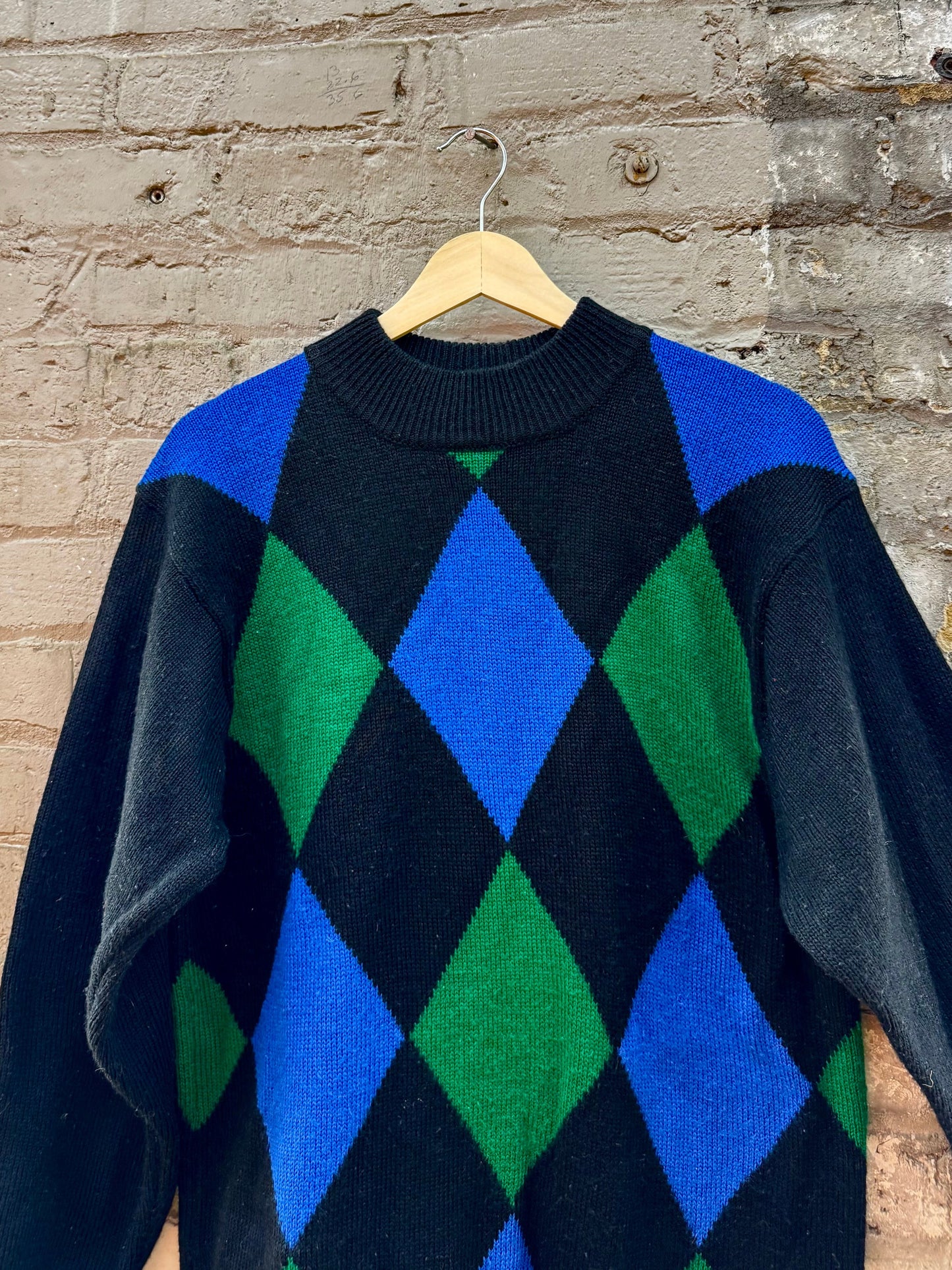 80s Color Block Harlequin Knit Micro Mini Sweater/Dress (M)