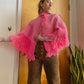 Late 70s Knit Crocheted Two Toned Poncho (XS-M)