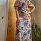 60s/70s Hawaiian Psych Print Maxi Dress (M)