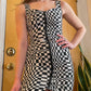 Late 80s- Early 90s Checkered Op Art Bodycon Dress (XS)