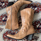 90's Embroidered Mid Calf Heeled Boots (W9.5)