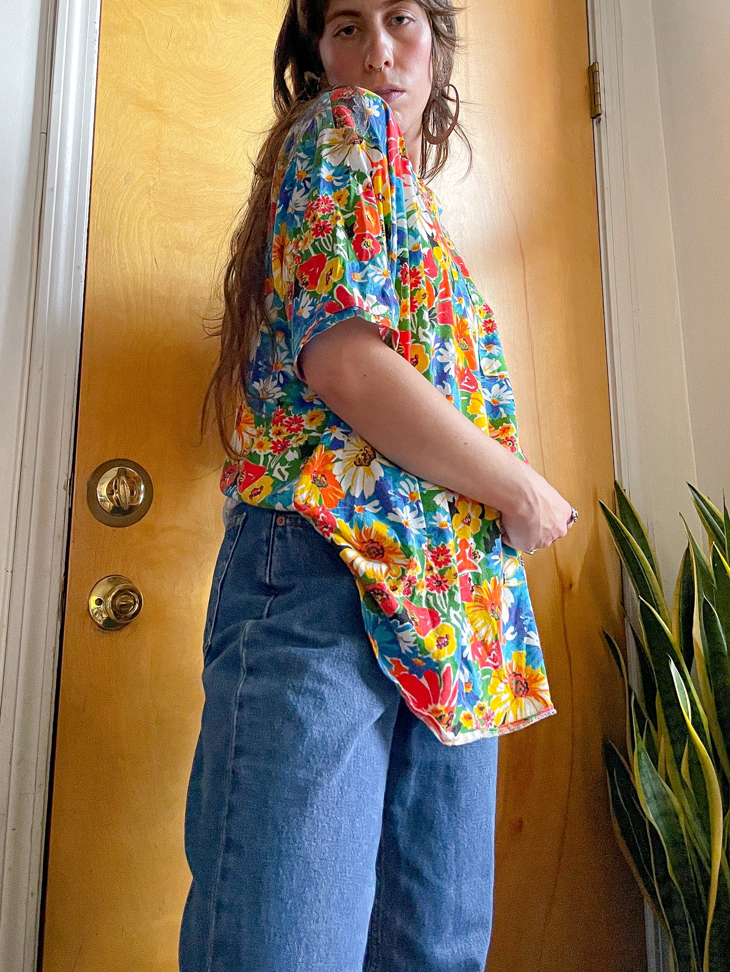 Late 80’s Funky Flower Boxy Tee (XXL)