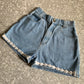 90s Light Wash Crochet Hem Denim Shorts (25-28"W)