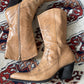 90's Embroidered Mid Calf Heeled Boots (W9.5)