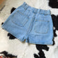 90s Light Wash Crochet Hem Denim Shorts (25-28"W)