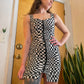 Late 80s- Early 90s Checkered Op Art Bodycon Dress (XS)