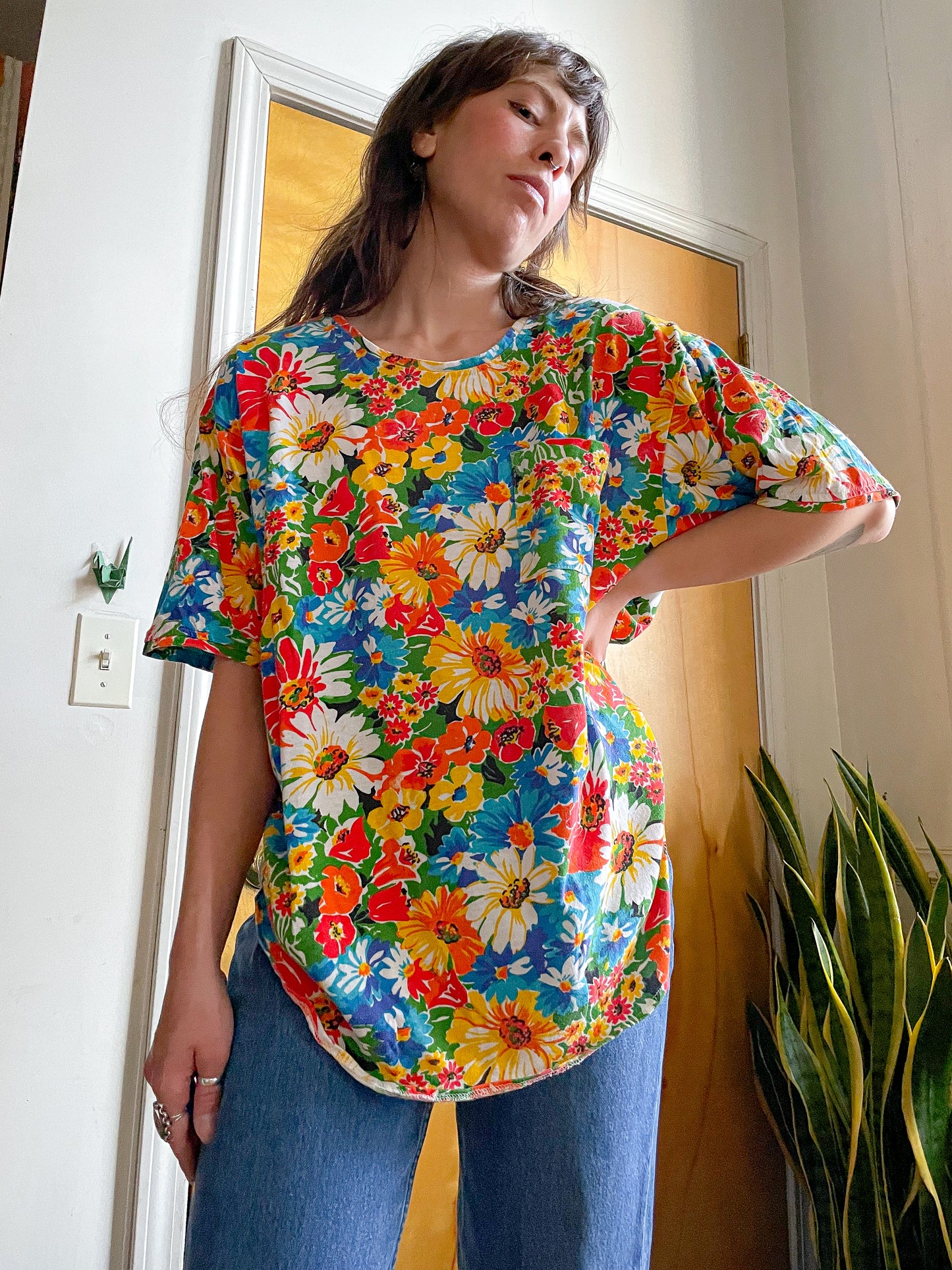 Late 80’s Funky Flower Boxy Tee (XXL)