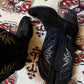 Vintage 80s Denim & Suede Heeled Cowboy Boots (8.5)