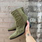 y2k Sage Green Heeled Sock Boot (sz 8)