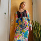 Early 70s Groovy Printed Floral Maxi Dress (S)