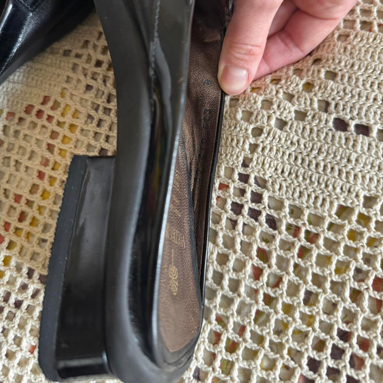 Vintage Black Patent Leather Mule Loafers w/ Tassels (W8)