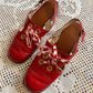 60’s Mod Patent Leather Red Slingback Loafers (W7)
