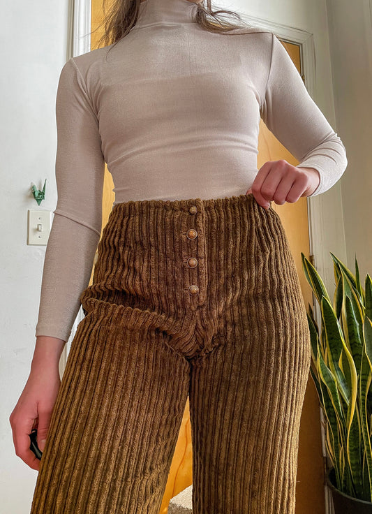 Late 60s Wide Wale Corduroy Kick Flares (26-27”W)