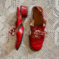 60’s Mod Patent Leather Red Slingback Loafers (W7)