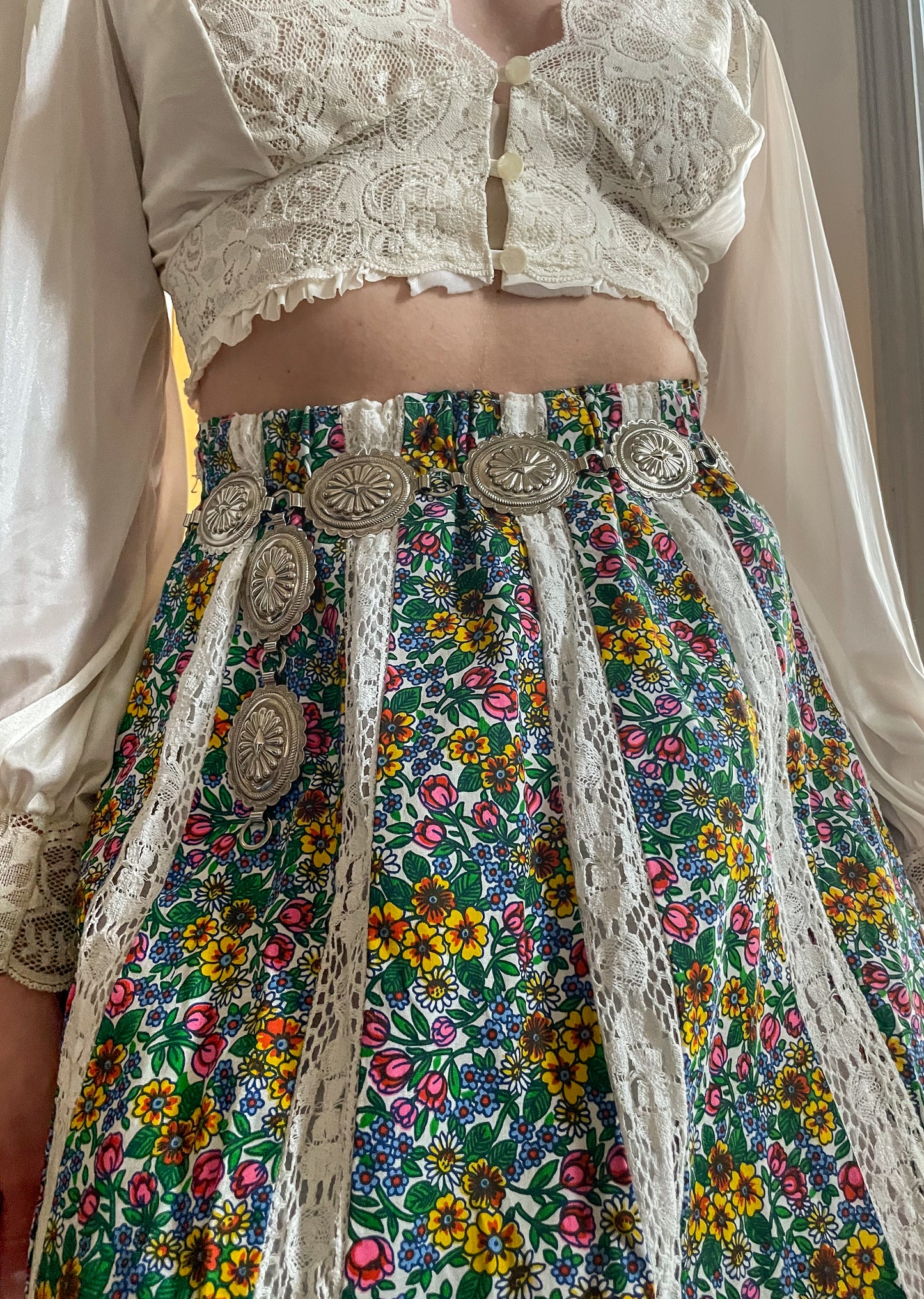 70s Mr. Hank Lace Cut Out Maxi Skirt (XS-M)