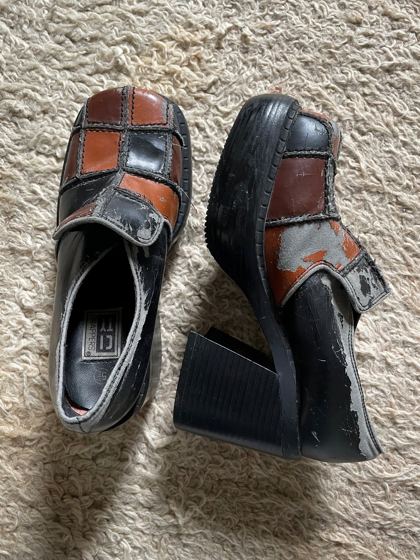 Rare Vintage 90’s Does 70’s Patchwork Platforms (5.5)